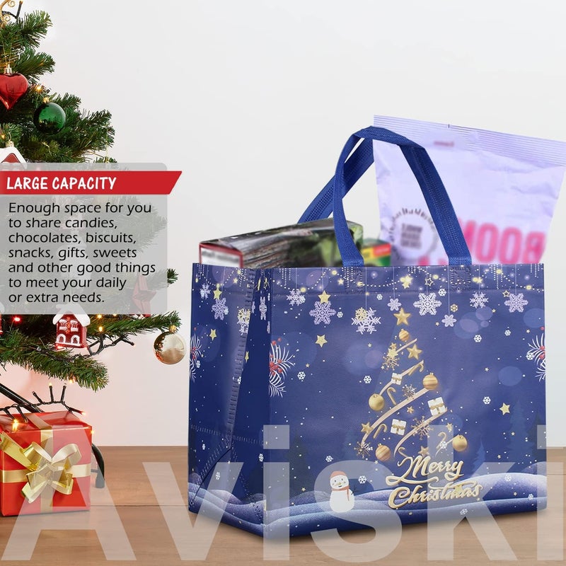 Axiski 24PCS Christmas Tote Treat Non-Woven Gift Bags with Handles for Gifts Wrapping Shopping, Xmas Party Supplies, 12.8 * 9.8 * 6.7inch - Image 3